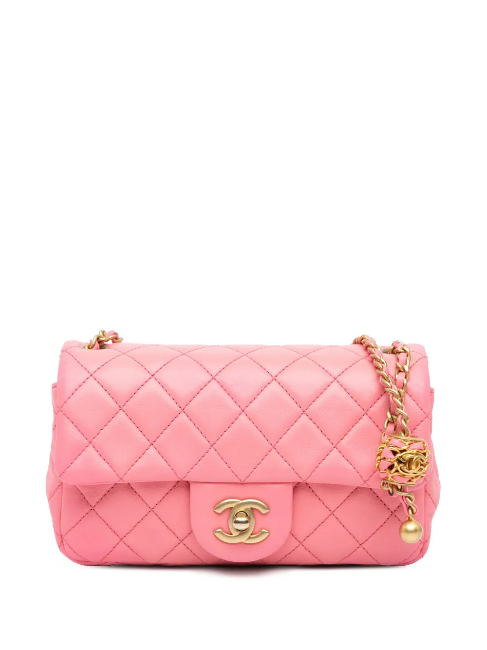 CHANEL Pre-Owned 2021-2024 Mini Rectangular Lambskin Pearl Crush Flap crossbody bag | Pink | Image 1