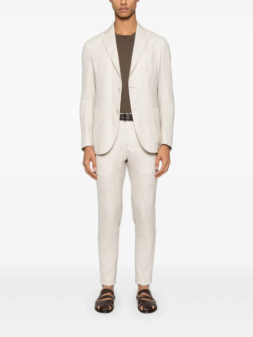 Eleventy Checked Suit In Neutrals