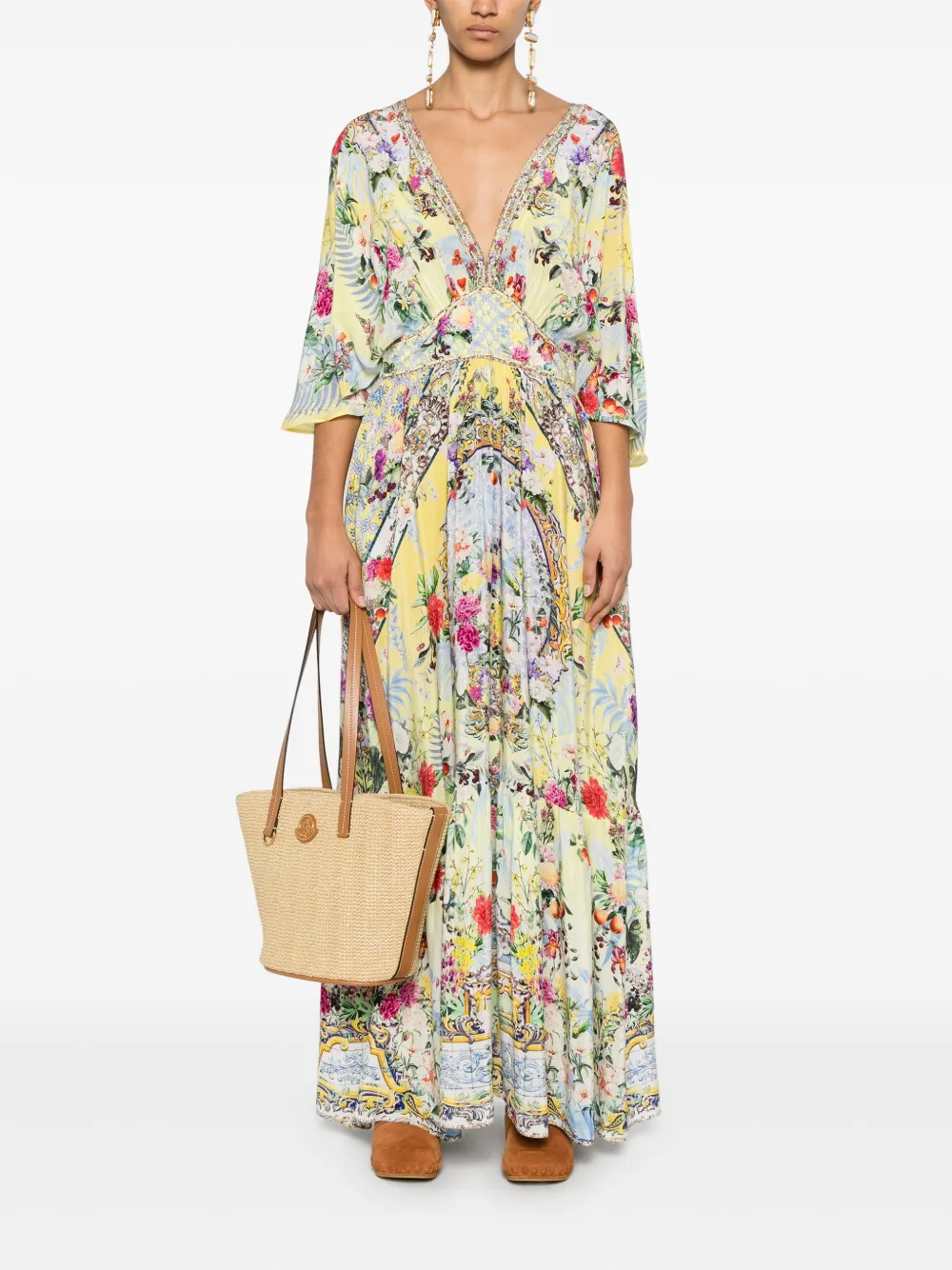 Camilla Maxi-jurk met ruches - Geel