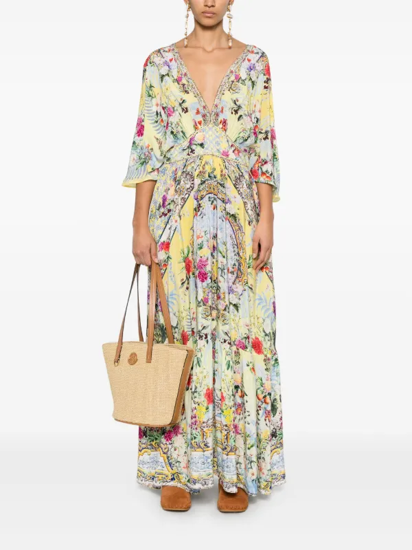 Camilla ruffle-hem Maxi Dress Yellow FARFETCH IN