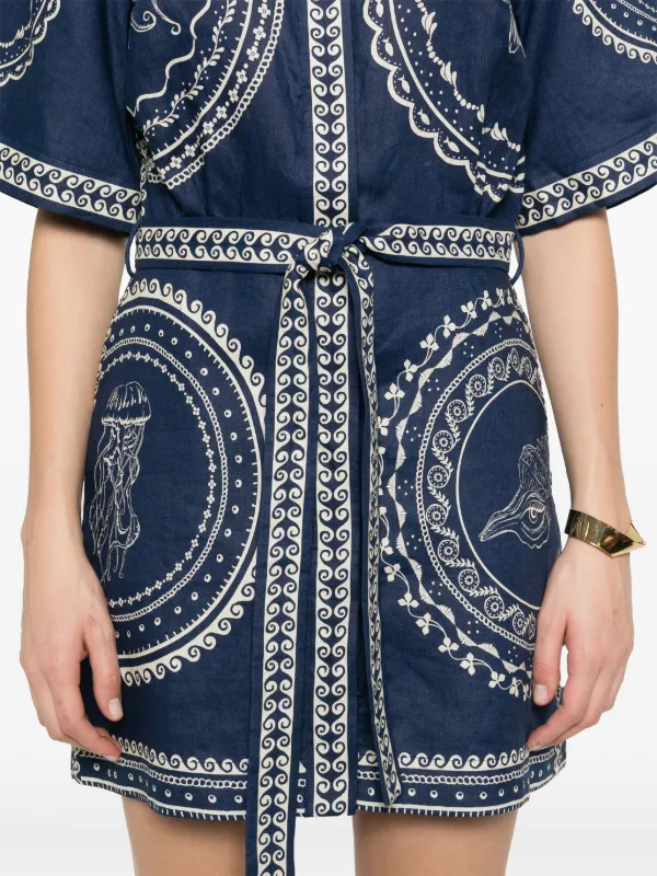 ALEMAIS Oceane Mini Dress | Blue | FARFETCH