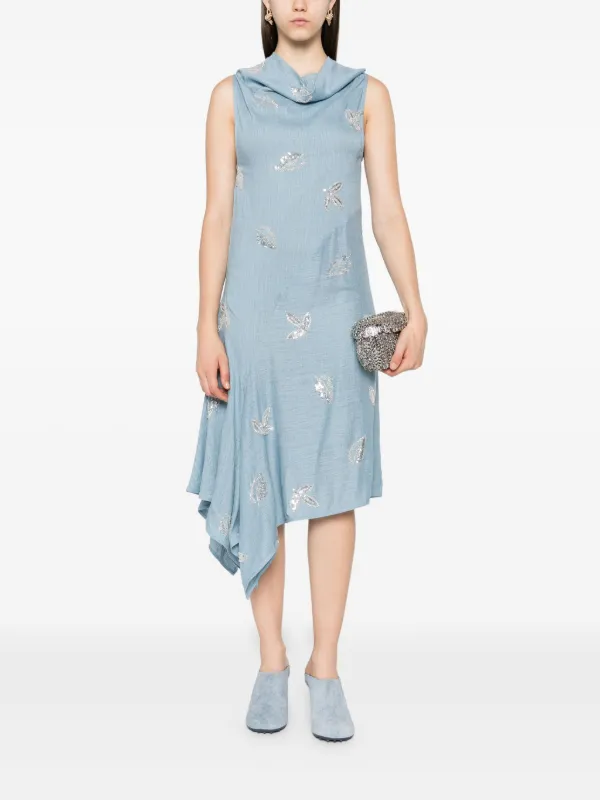 green emerald velvet dress Embroidered Multicolor Floral Midi Dress