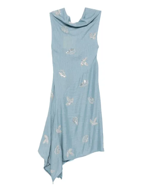 Marques'Almeida cowl-neck embroidered midi dress