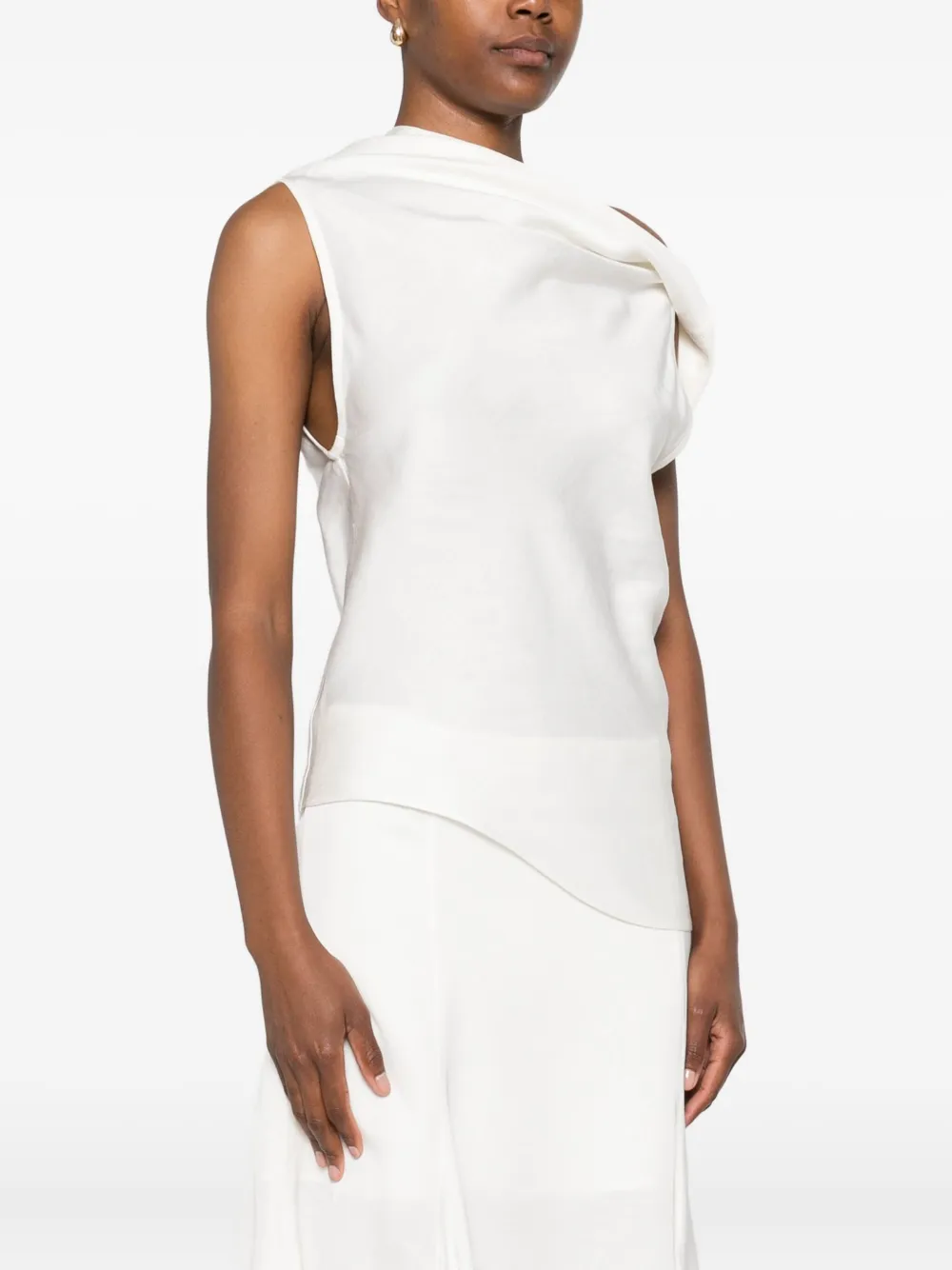 Marques'Almeida Asymmetrische top met hoge hals Wit
