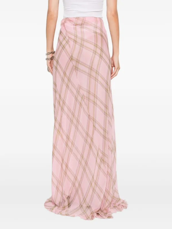Marques'Almeida Abito Lungo Tartan Rosa FARFETCH IT