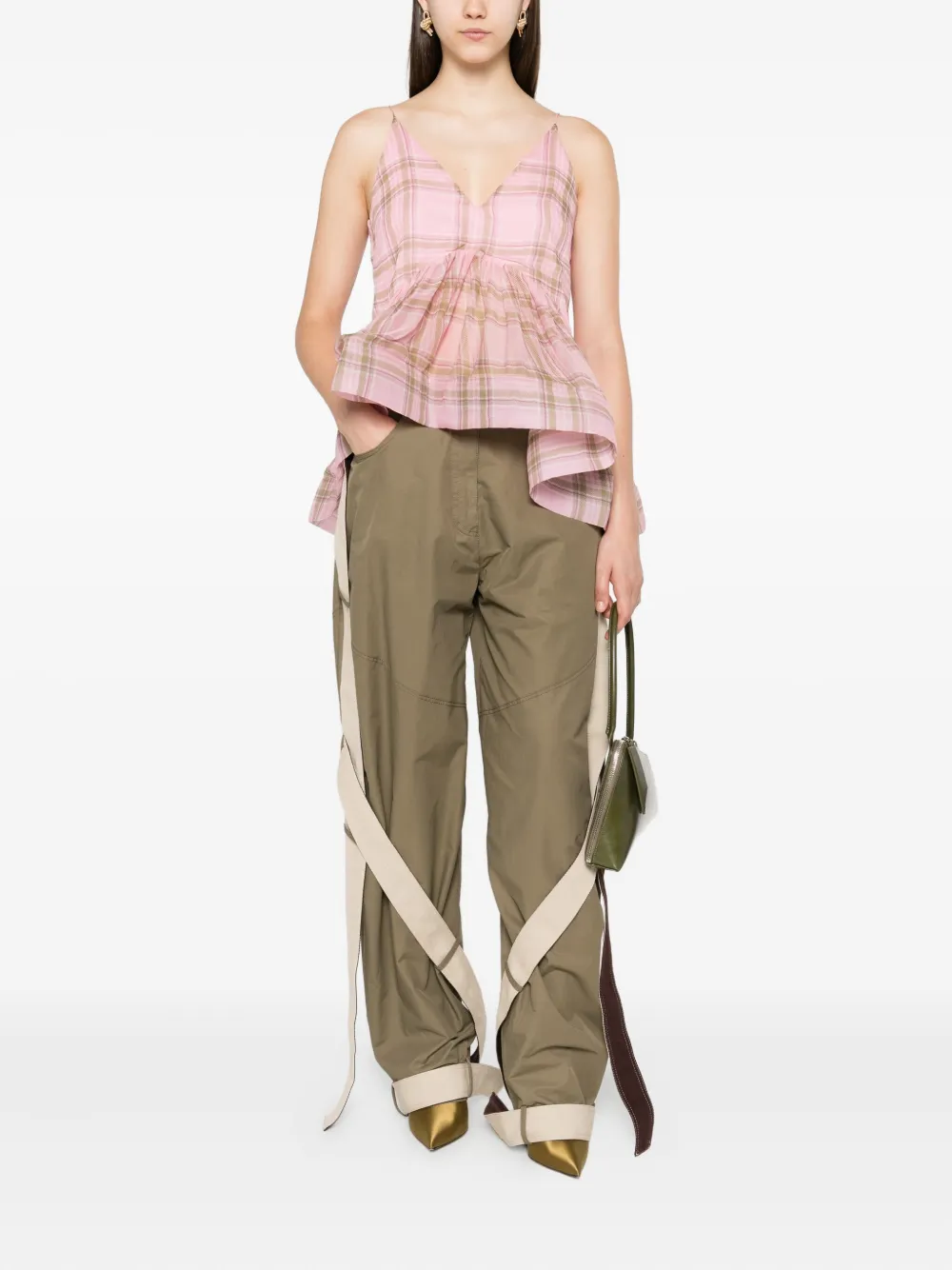 Marques'Almeida Chiffon top met tartan ruit - Roze