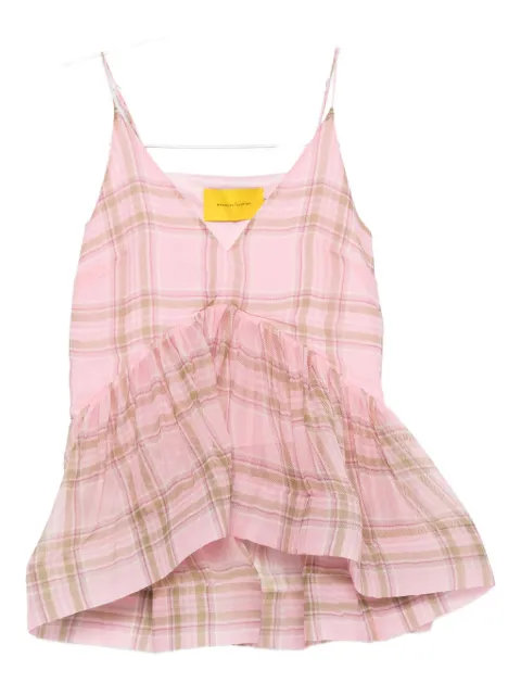 Marques'Almeida tartan-check chiffon top 