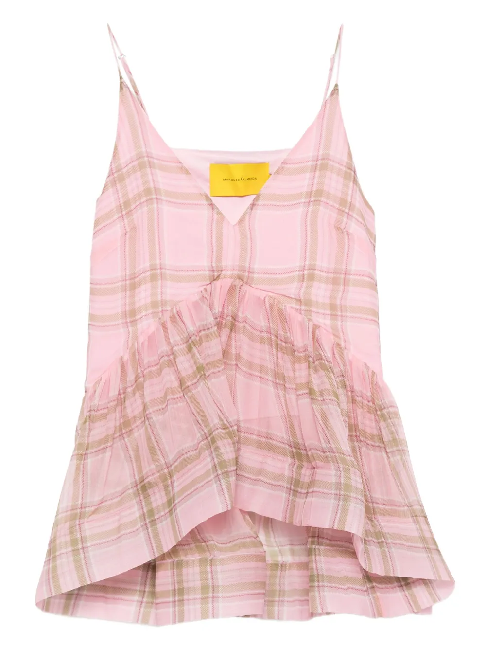 Marques'Almeida tartan-check chiffon top