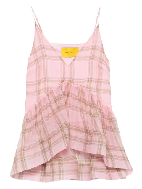 Marques'Almeida tartan-check chiffon top 