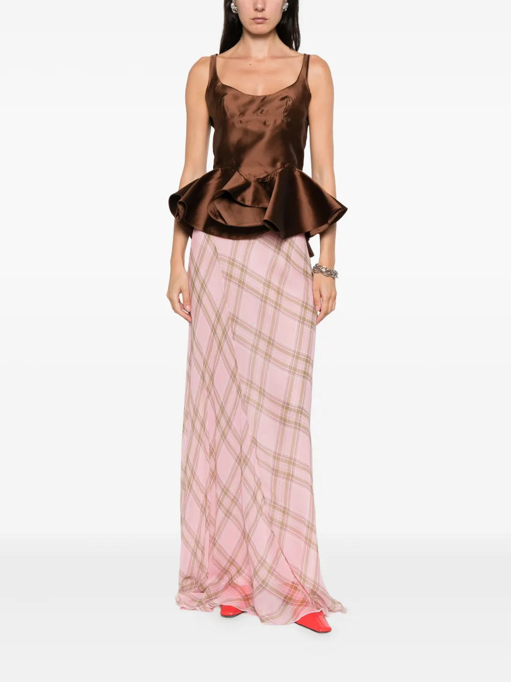 Marques'Almeida Mikado peplum korset - Bruin