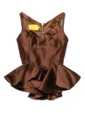 Marques'Almeida Mikado peplum corset - Brown