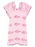 Pippa Holt White Fish-print mini dress - Pink