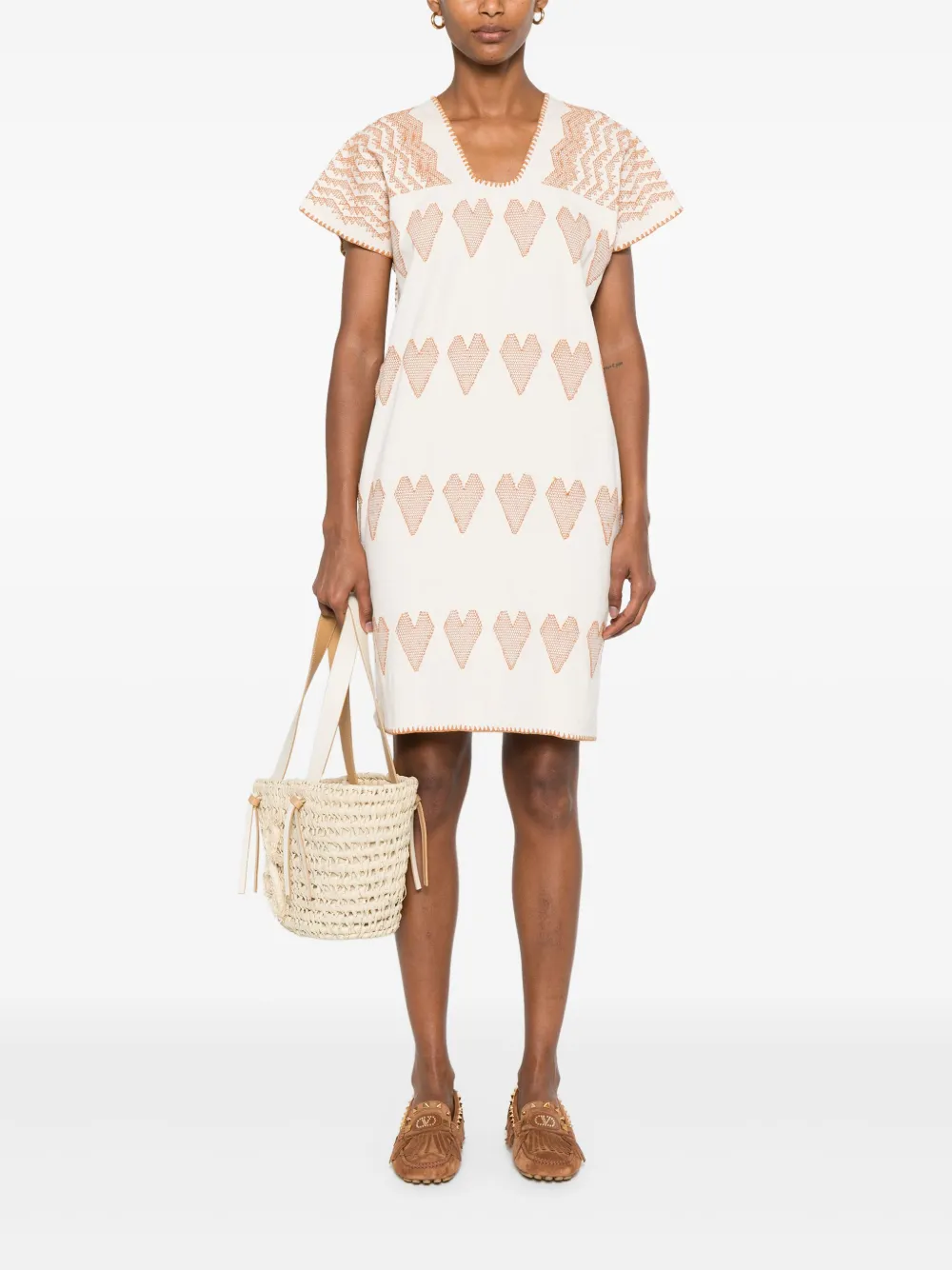 Pippa Holt heart-pattern mini dress - Beige