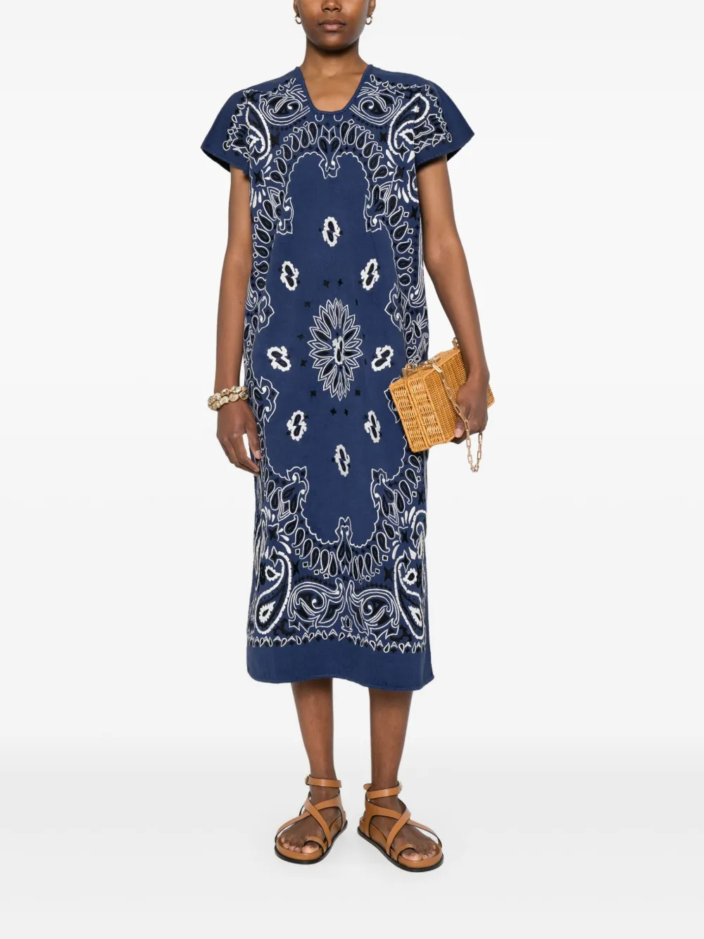 Pippa Holt bandana-print midi dress - Blauw