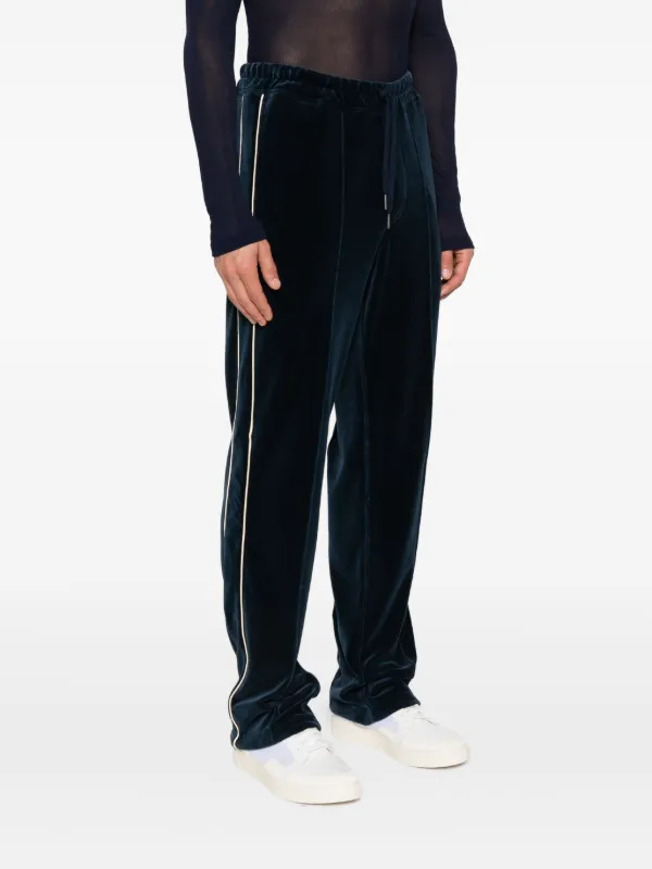 TOM FORD piped-trim Velour Track Pants | Blue | FARFETCH