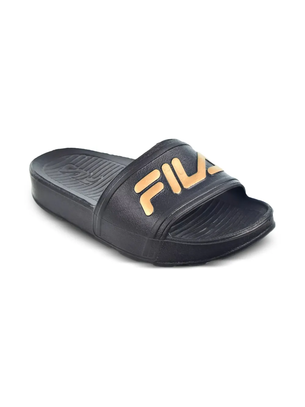 Fila Kids Sleek LT "Black Metallic Gold" slides
