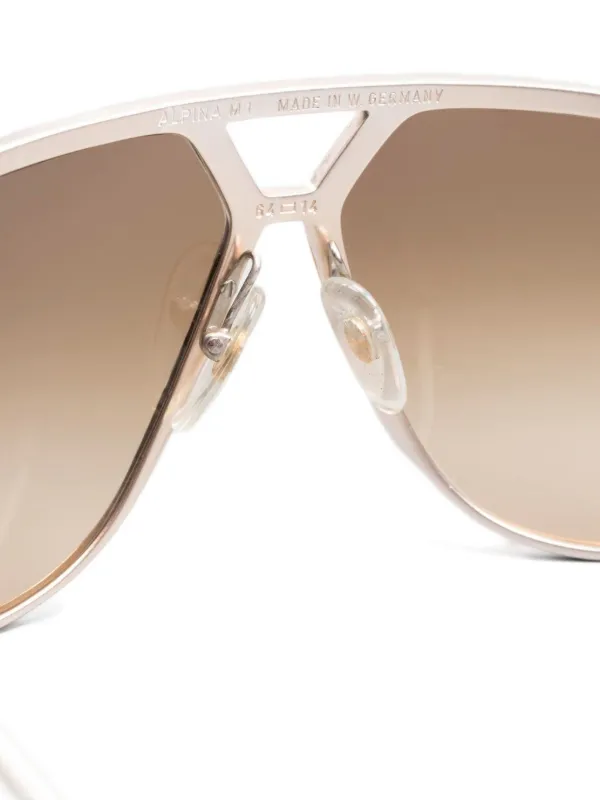 Lunettes De Soleil Alpina Pour Homme - Occasion, Monture Blanche, Verres Miroir Marron