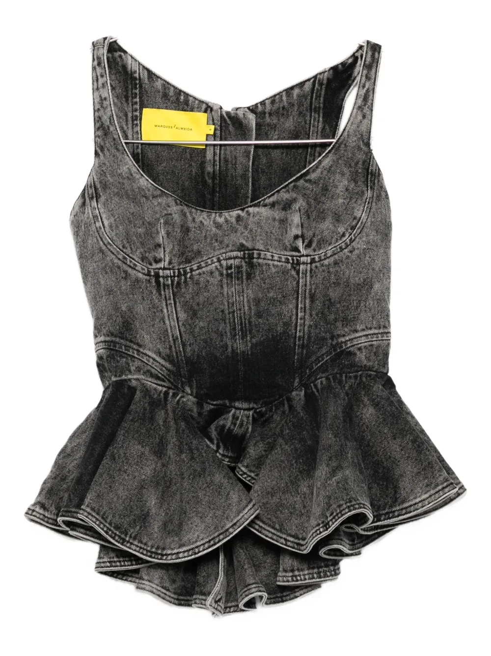 Marques' Almeida Denim Corset With Asymmetric Hem Black In Black
