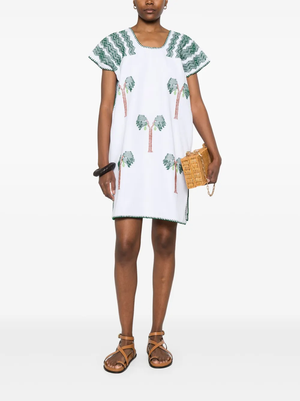 Pippa Holt palm-motif mini dress - Wit
