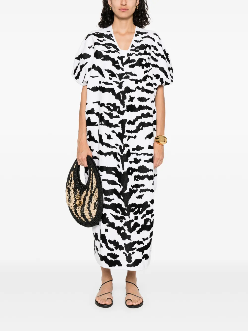 Pippa Holt Midi-jurk met zebra-vlak - Wit