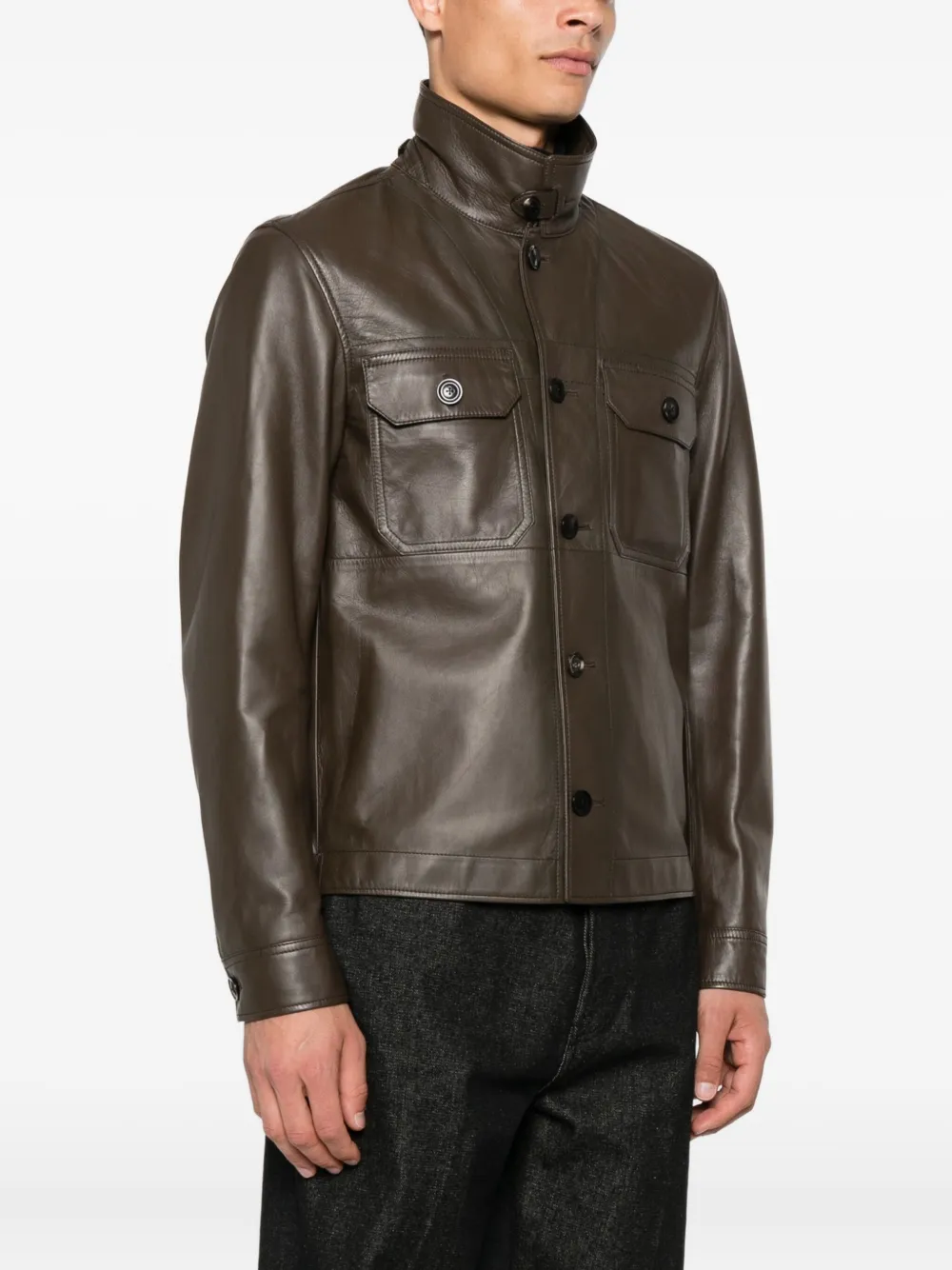 TOM FORD Leren jack Bruin