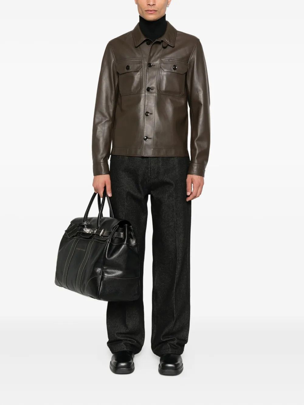 TOM FORD Leren jack Bruin