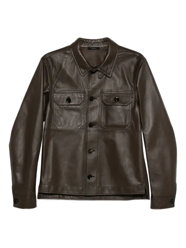 TOM FORD オーバーサイズ レザージャケット | ブラウン | FARFETCH JP