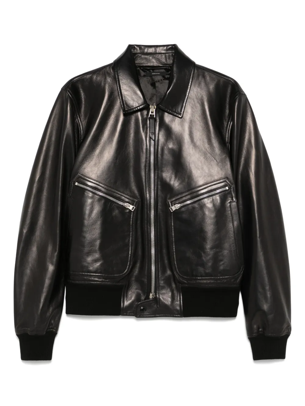 TOM FORD レザー ボンバージャケット - ブラック TOM FORD レザー ボンバージャケット - ブラック