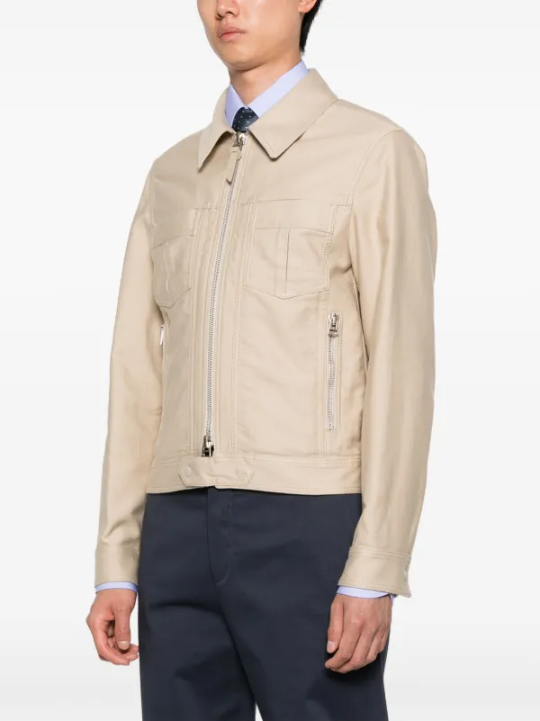 TOMFORD シッフハカ JDL001JMC058S25 HB785 TOM FORD Leather zip-up Jacket | Neutrals | FARFETCH