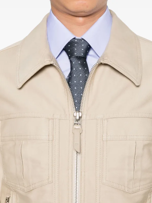 TOMFORD シッフハカ JDL001JMC058S25 HB785 TOM FORD Leather zip-up Jacket | Neutrals | FARFETCH