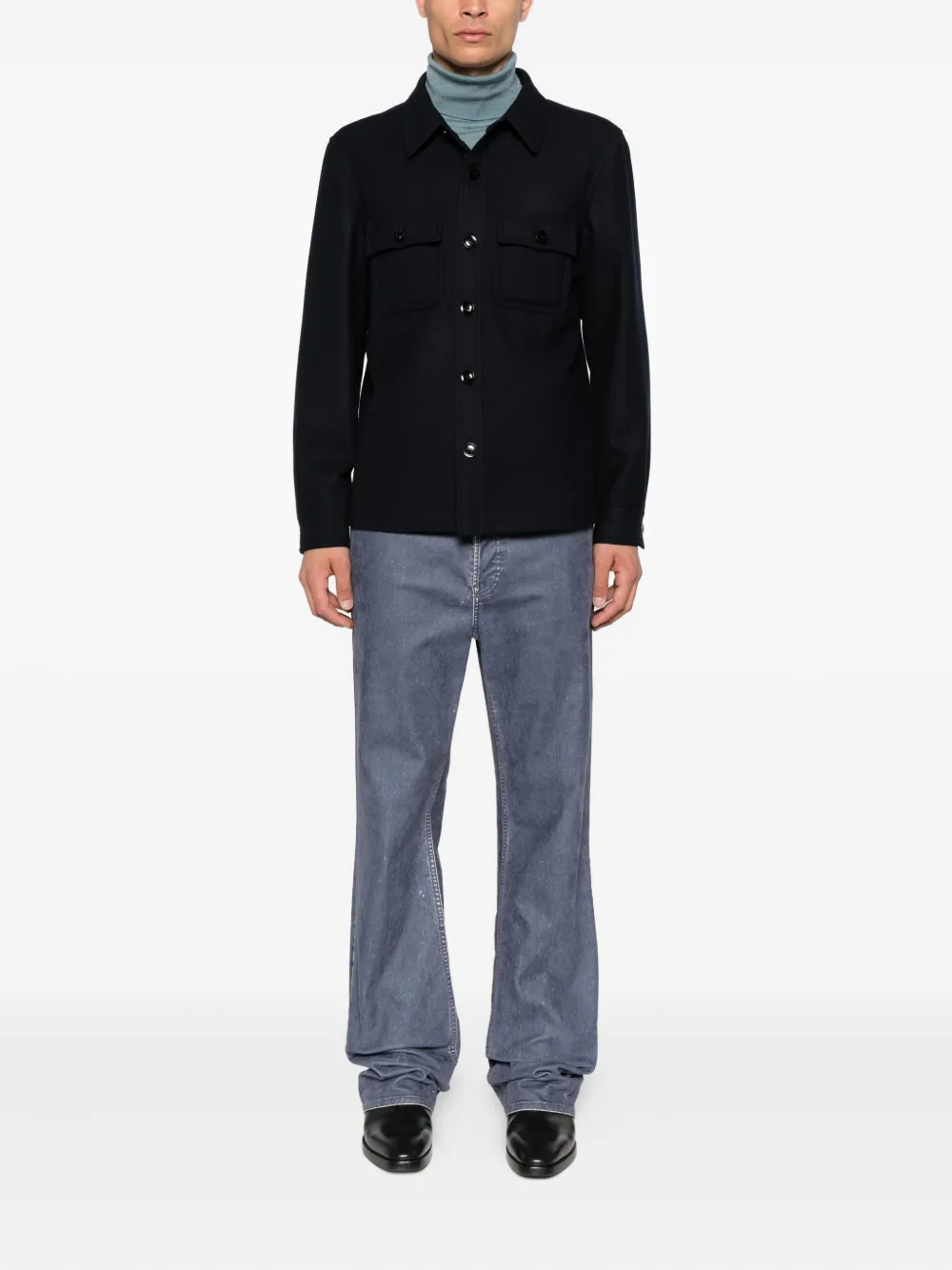 TOM FORD Button-down shirtjack met klepzak Blauw