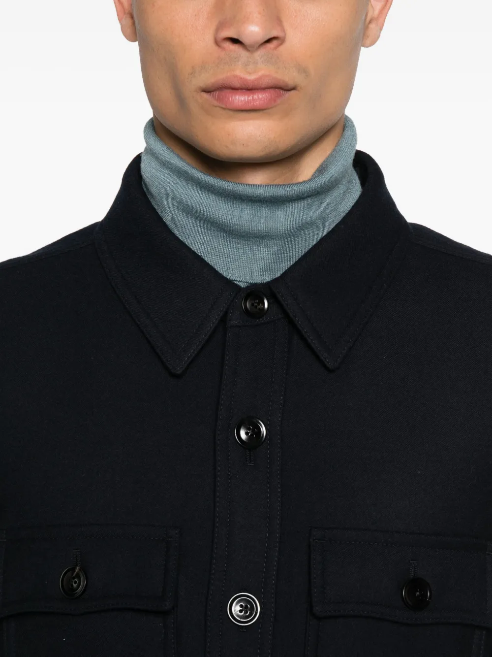 TOM FORD Button-down shirtjack met klepzak Blauw