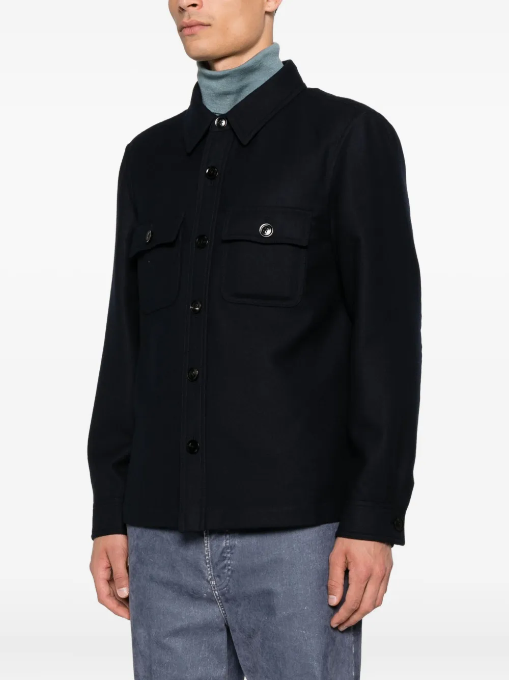 TOM FORD Button-down shirtjack met klepzak Blauw