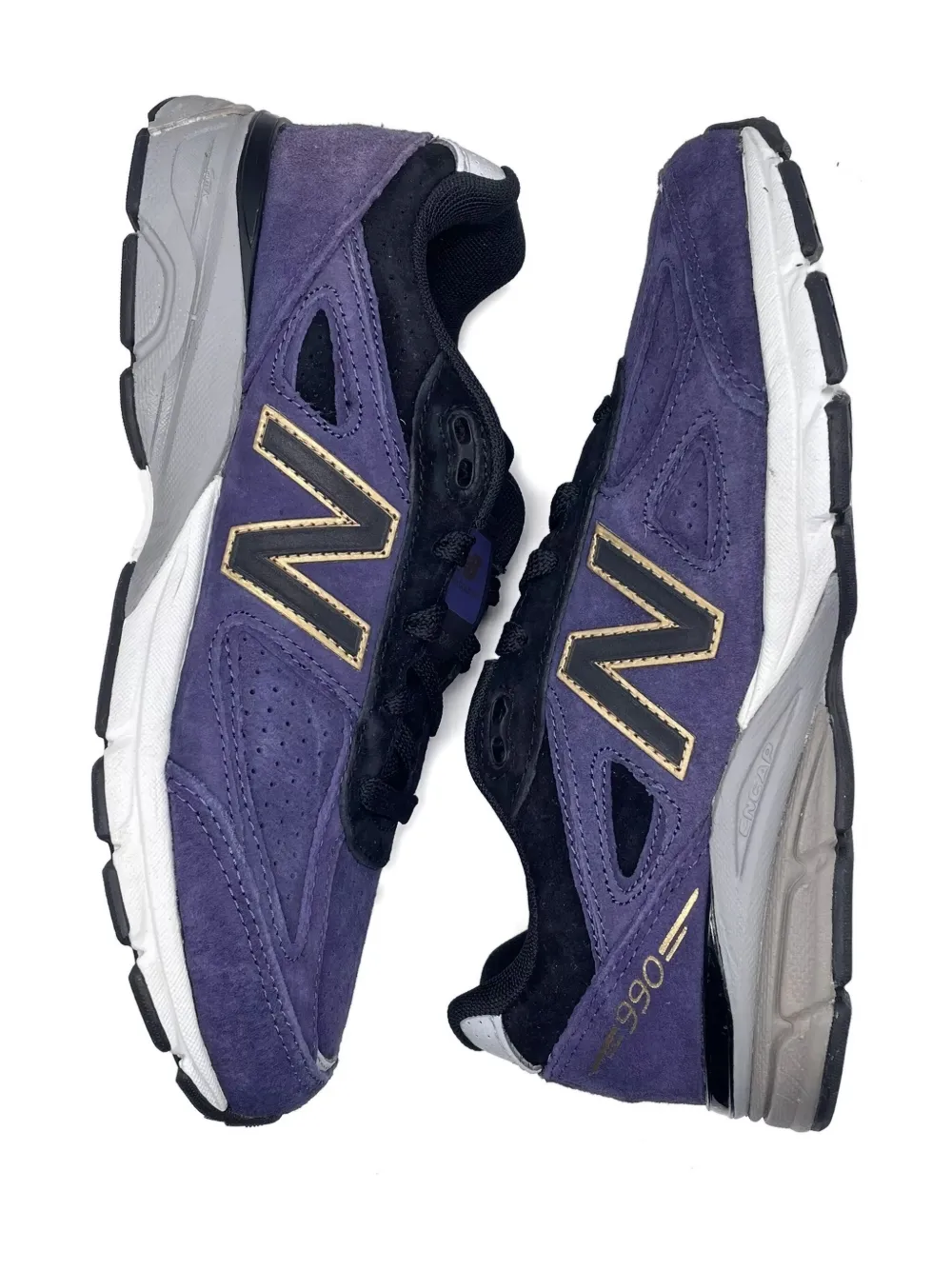 New Balance Kids 990v4 "Dark Purple" sneakers