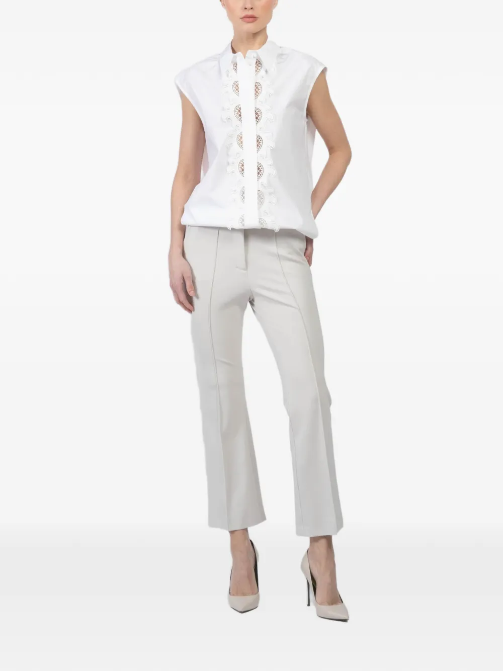 Dorothee Schumacher lace -detailsleeveless shirt - Wit