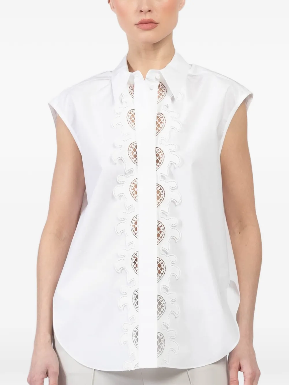 Dorothee Schumacher lace -detailsleeveless shirt - Weiß