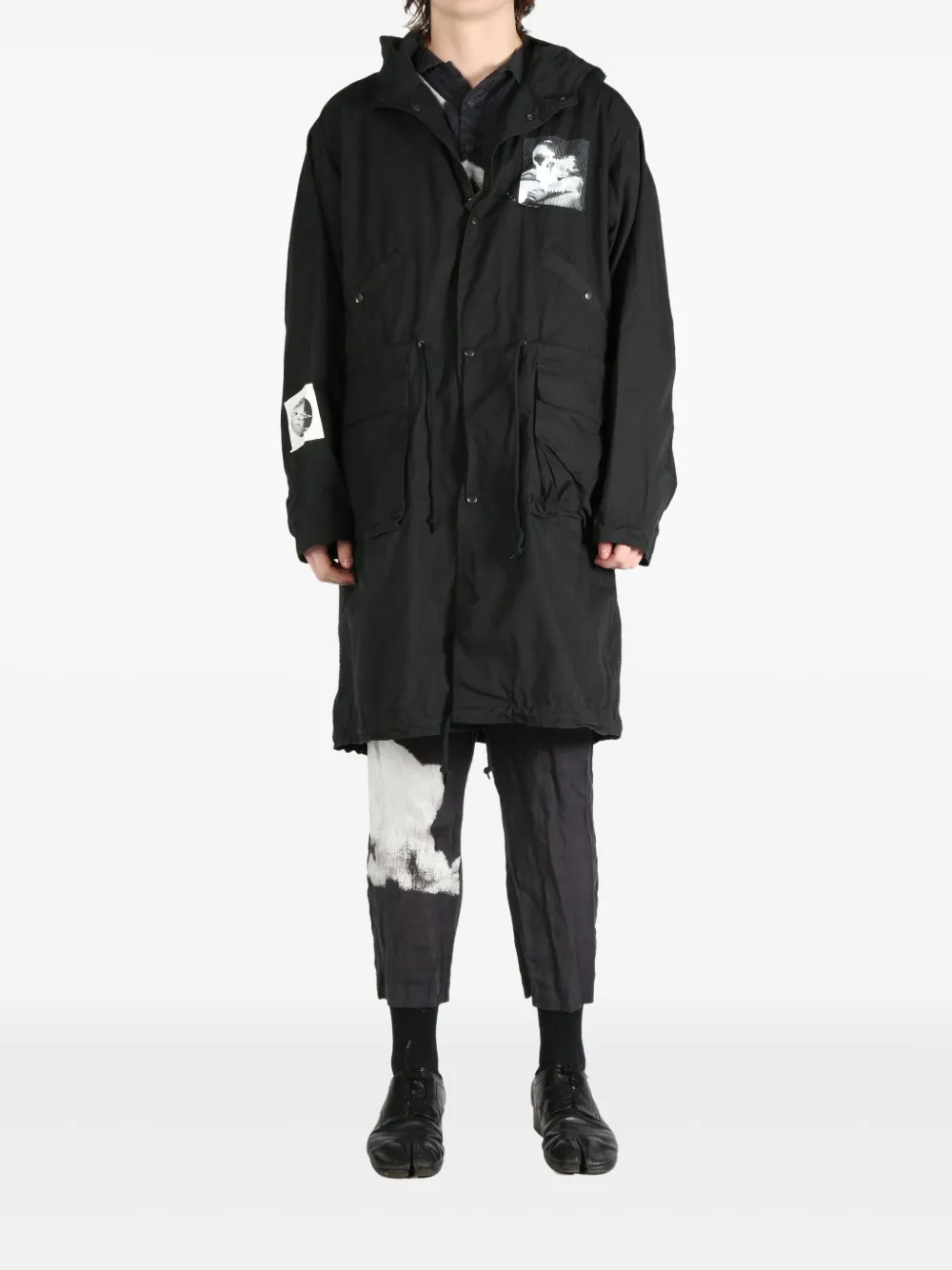 Undercover graphic-print parka coat - Zwart