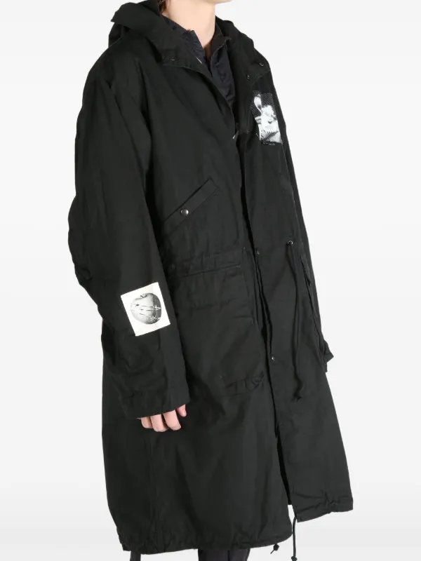 Undercover graphic-print Parka Coat | Black | FARFETCH
