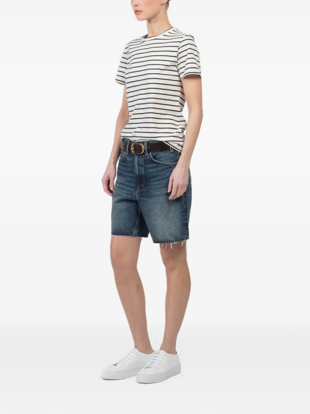  Nili Lotan Frayed Denim Shorts - Blue 