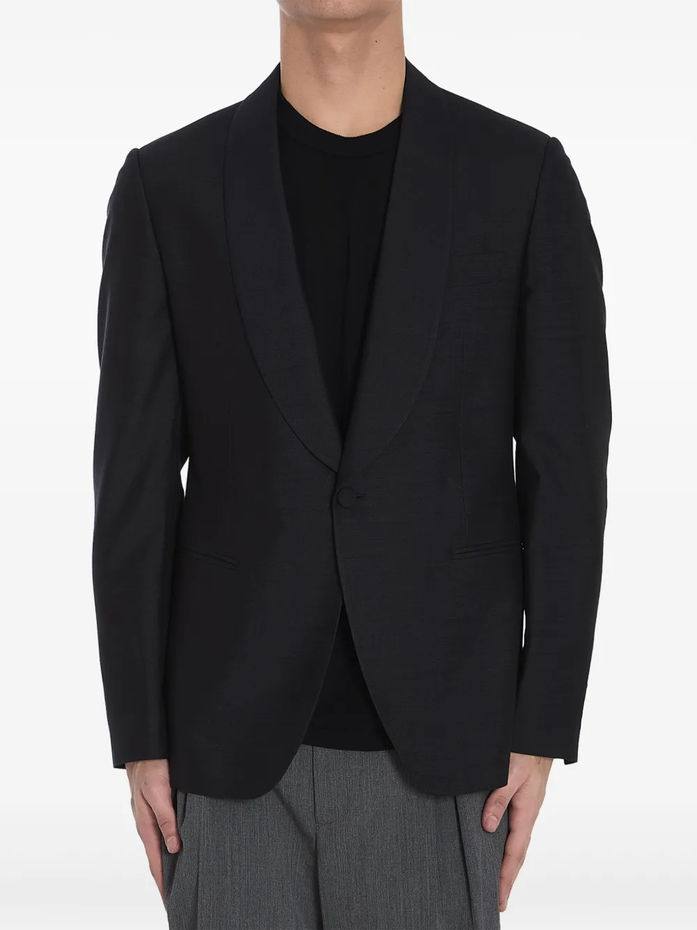 Lardini 单排扣真丝西装夹克 | 黑色 | Image 1