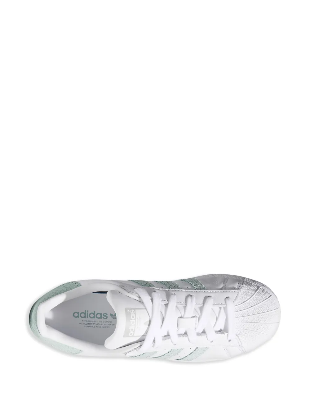 adidas Superstar "White Ash Green Silver Metallic" sneakers