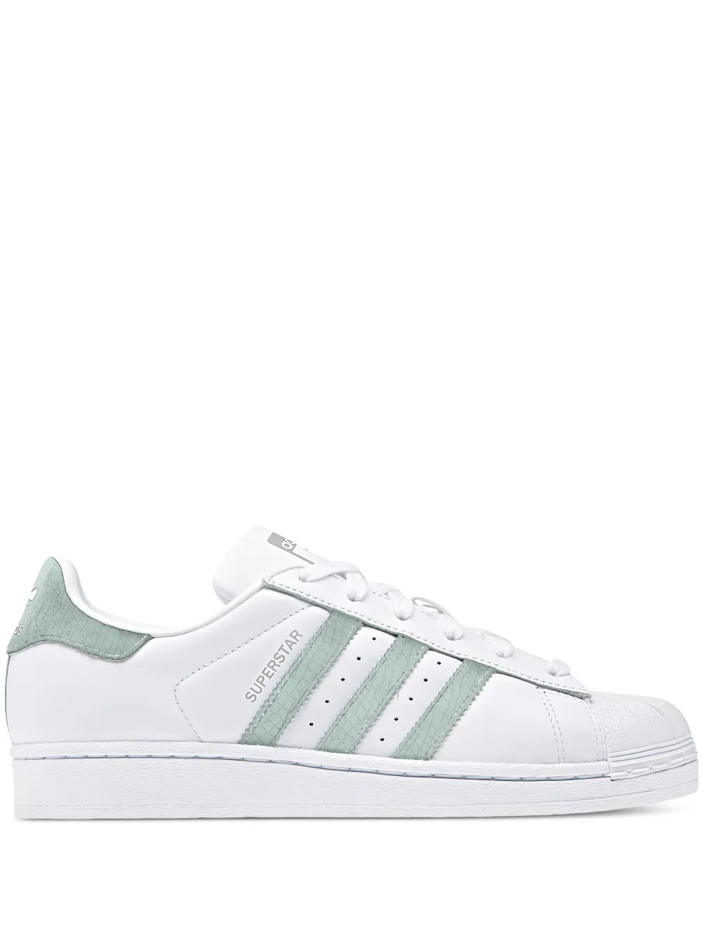 adidas Superstar "White Ash Green Silver Metallic" sneakers