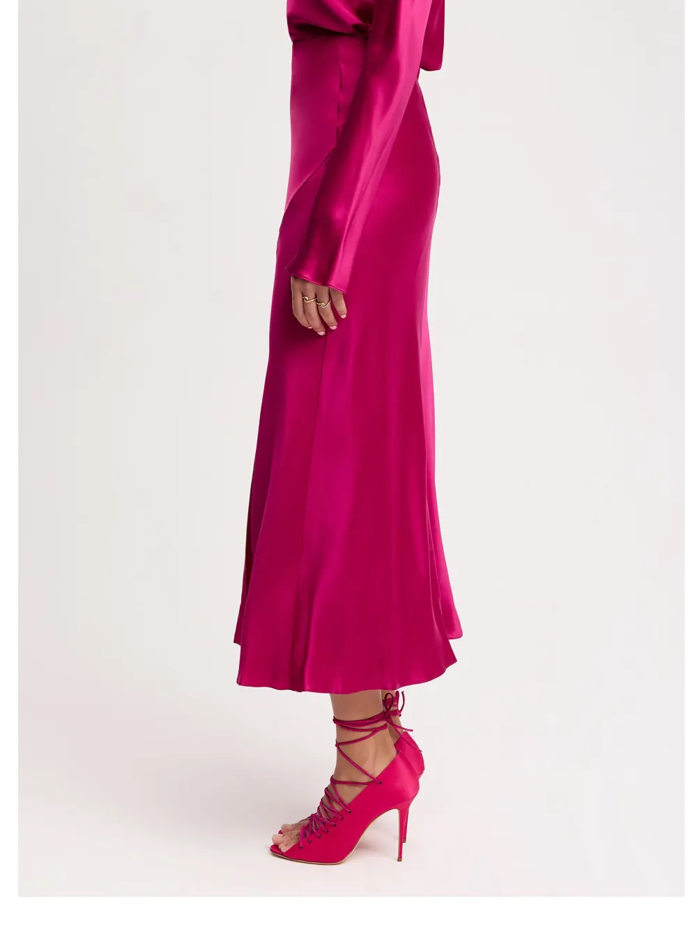 Alejandra Alonso Rojas Silk Midi Skirt In Pink