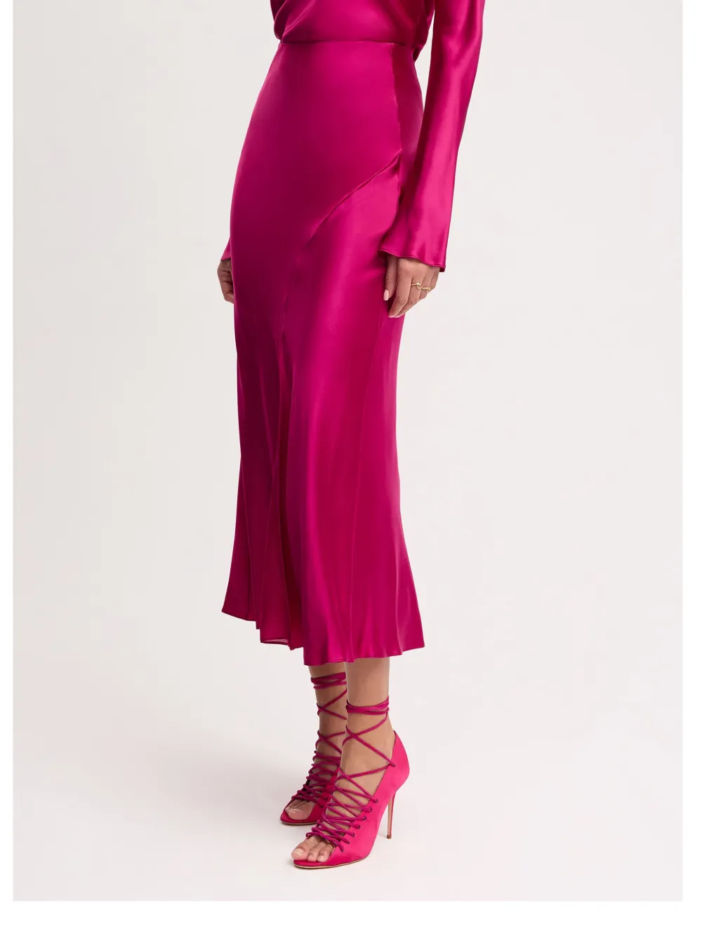 Alejandra Alonso Rojas Silk Midi Skirt In Pink