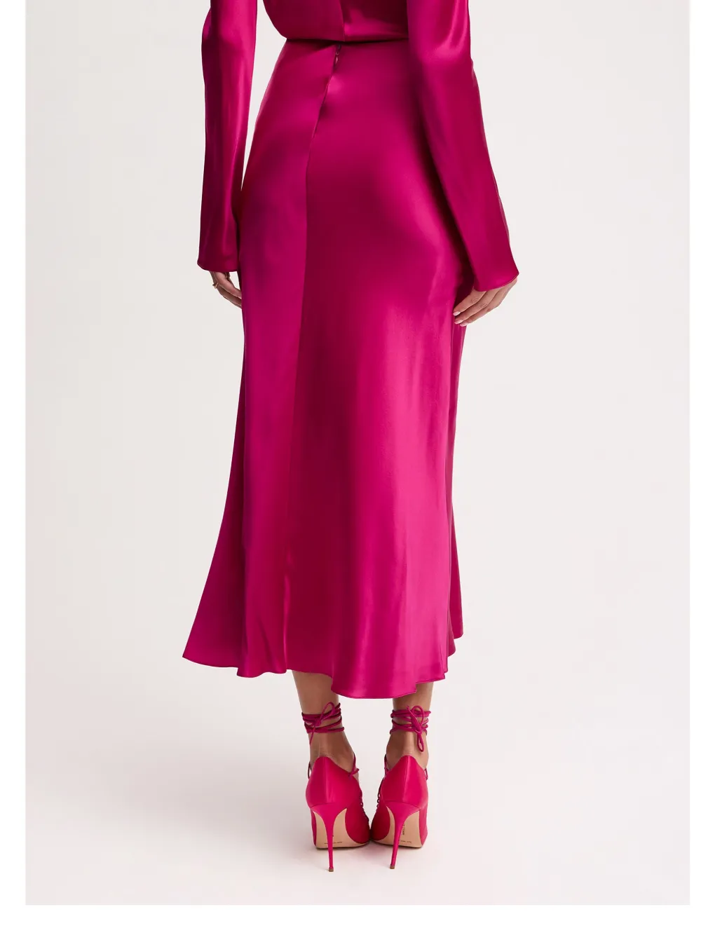 Alejandra Alonso Rojas Silk Midi Skirt In Pink