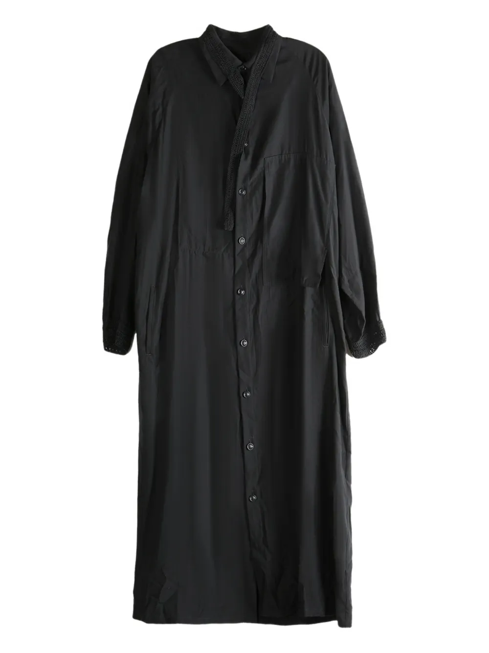 Y's Button-cuff Shirt Dress In Black