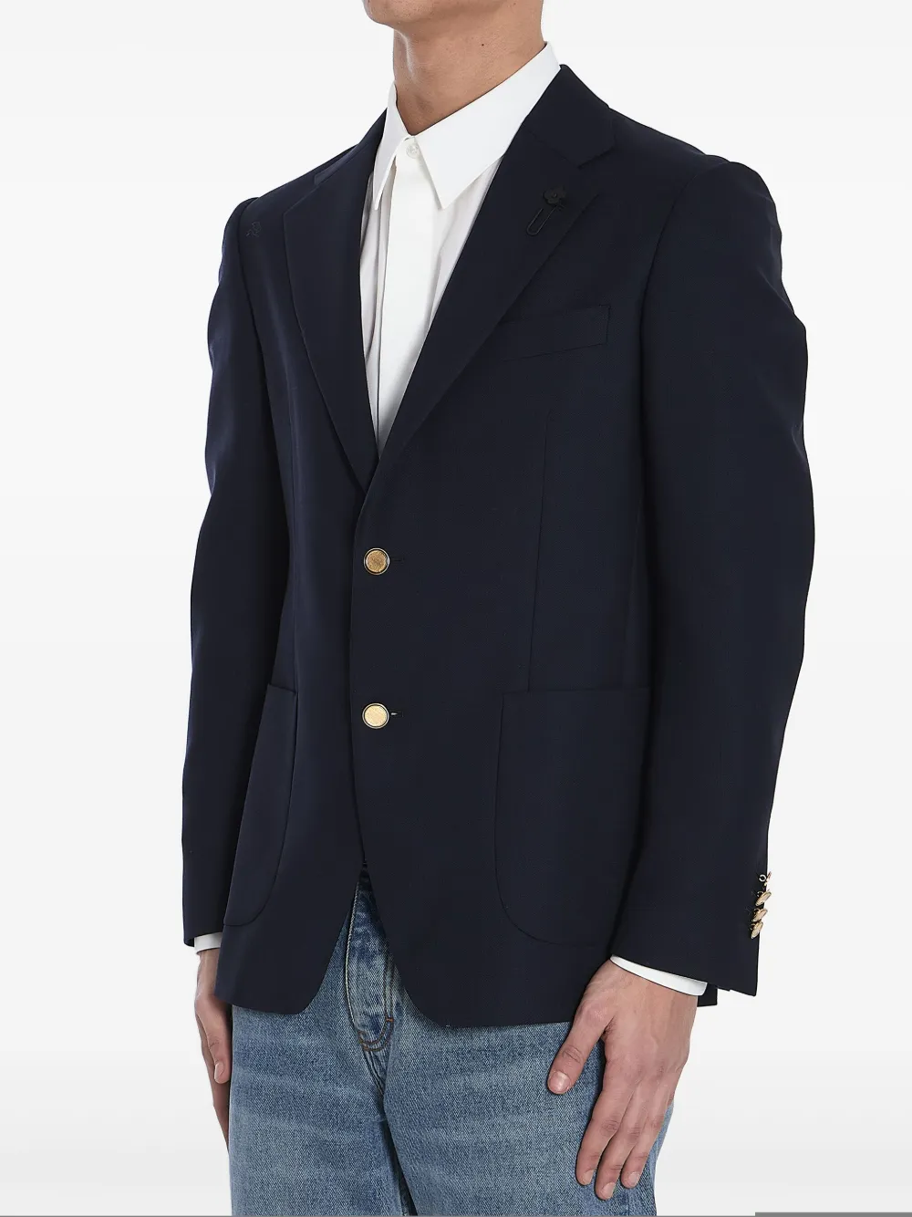 Lardini Wollen blazer met enkele rij knopen - Blauw