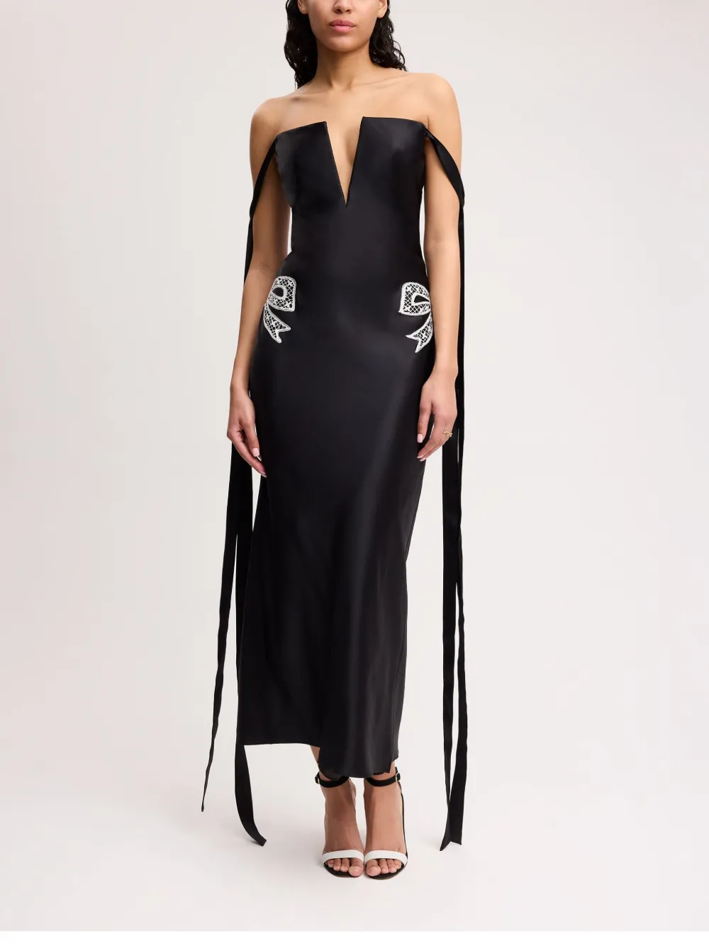 Alejandra Alonso Rojas tied-sleeve strapless dress - Zwart