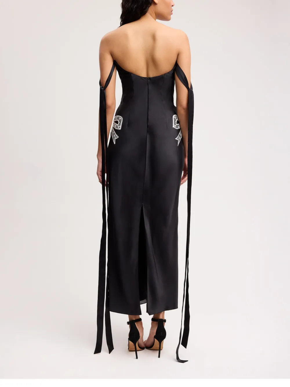 Alejandra Alonso Rojas Strapless jurk met gestrikte mouwen Zwart