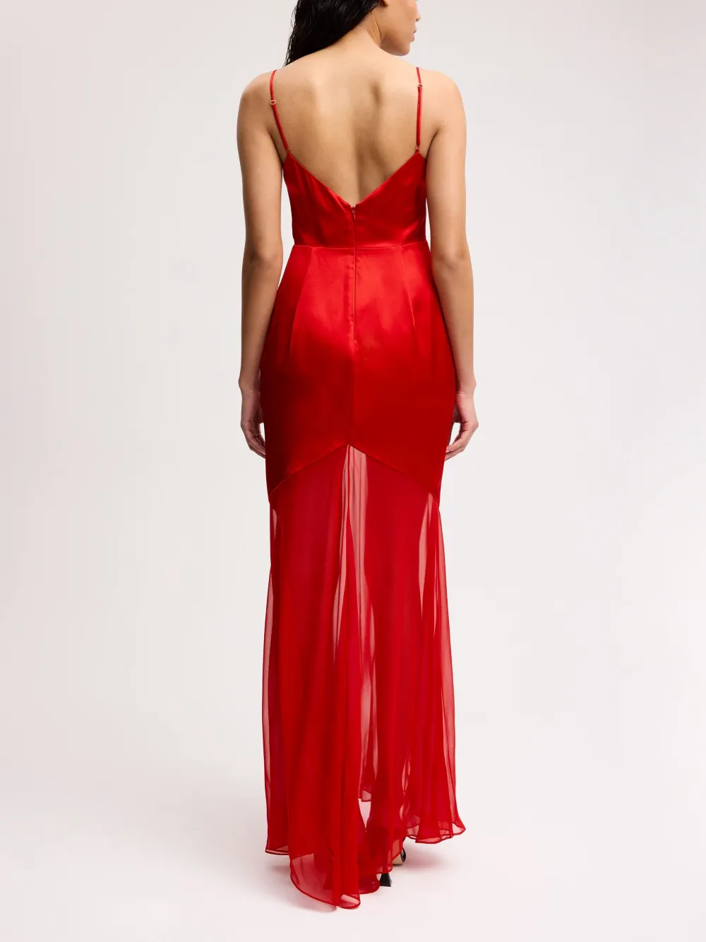 Alejandra Alonso Rojas Chiffon midi-jurk met bloemenpatch Rood